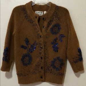 Anthro Field Flower Sweater Cardi